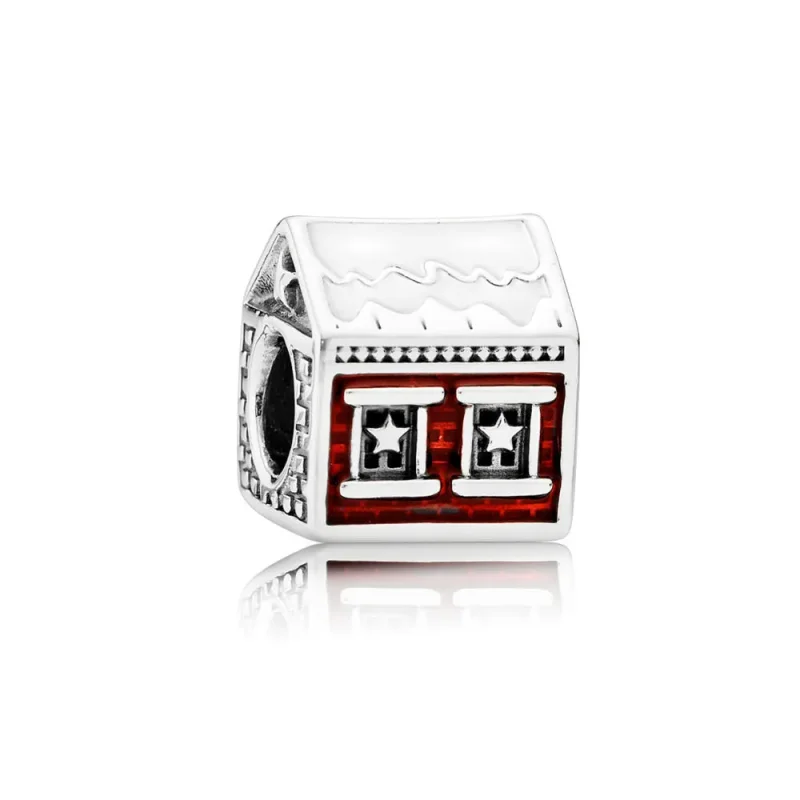 (bilde for) Pandora Santa's Home silver charm with white and red enamel - 792003ENMX - Vis 4
