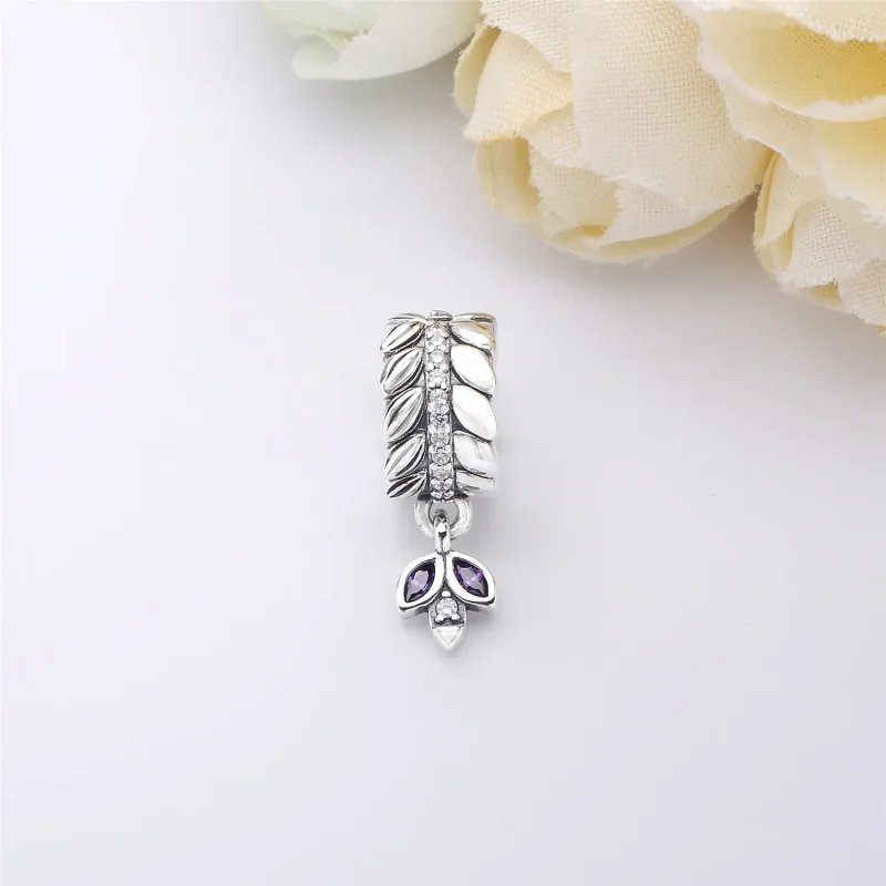 (bilde for) Pandora Seeds silver clip with clear cubic zirconia and purple enamel - 797591CZ - Vis 2