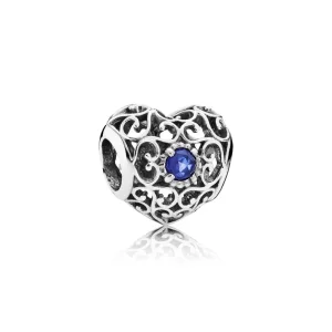 (bilde for) Pandora September Signature Heart Charm - 791784SSA