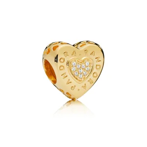 (bilde for) PANDORA Shine logo heart charm with clear cubic zirconia - 767375CZ