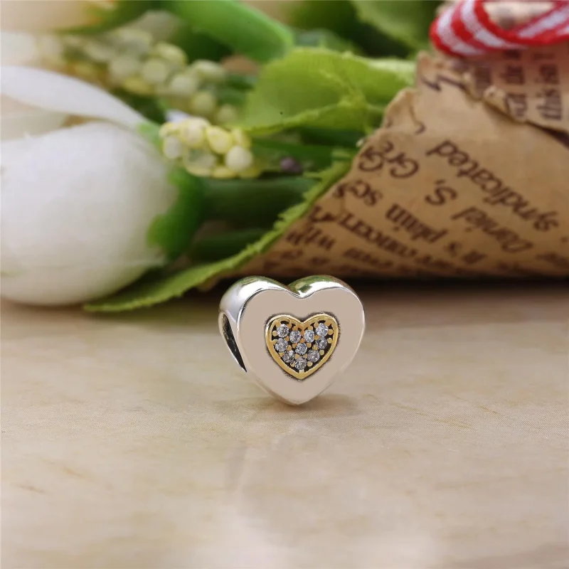 (bilde for) PANDORA Signature Heart Clear CZ Charm - 796233cz - Vis 2