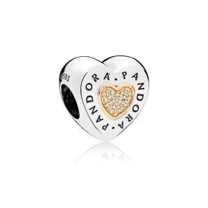(bilde for) PANDORA Signature Heart Clear CZ Charm - 796233cz