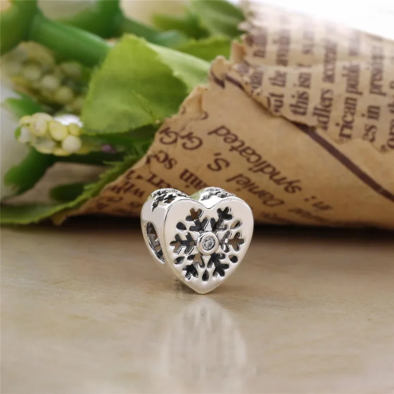 (bilde for) Pandora Snowflake heart silver charm with clear cubic zirconia - 796359CZ - Vis 2