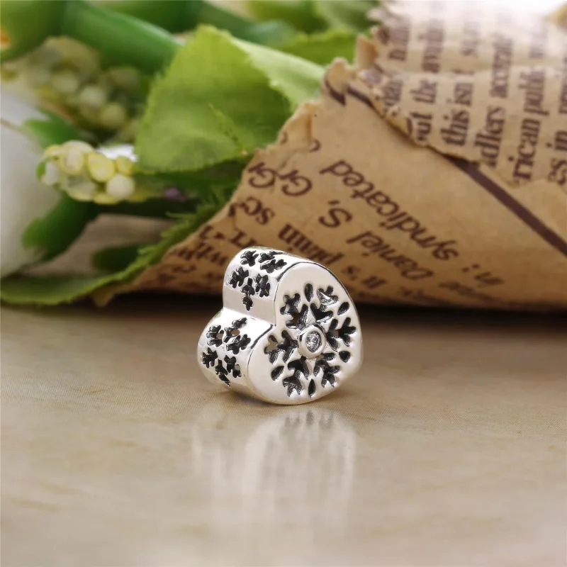 (bilde for) Pandora Snowflake heart silver charm with clear cubic zirconia - 796359CZ - Vis 3