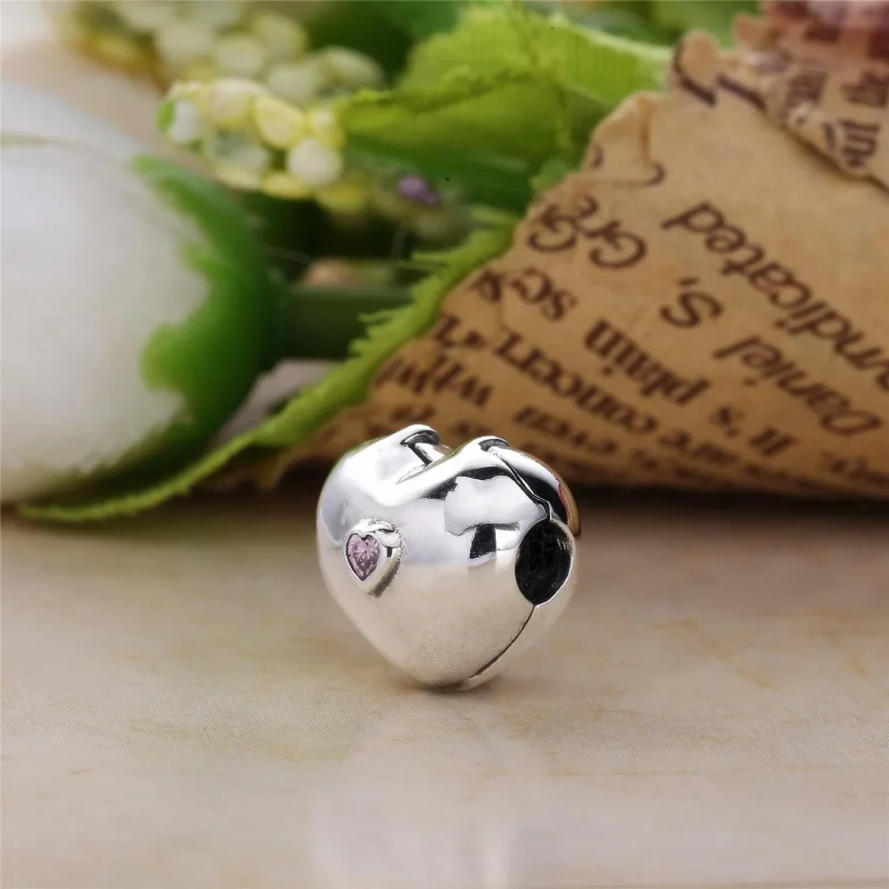 (bilde for) PANDORA Steady Heart Clip, Rosa CZ - 791981PCZ - Vis 3