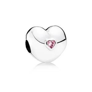 (bilde for) PANDORA Steady Heart Clip, Rosa CZ - 791981PCZ