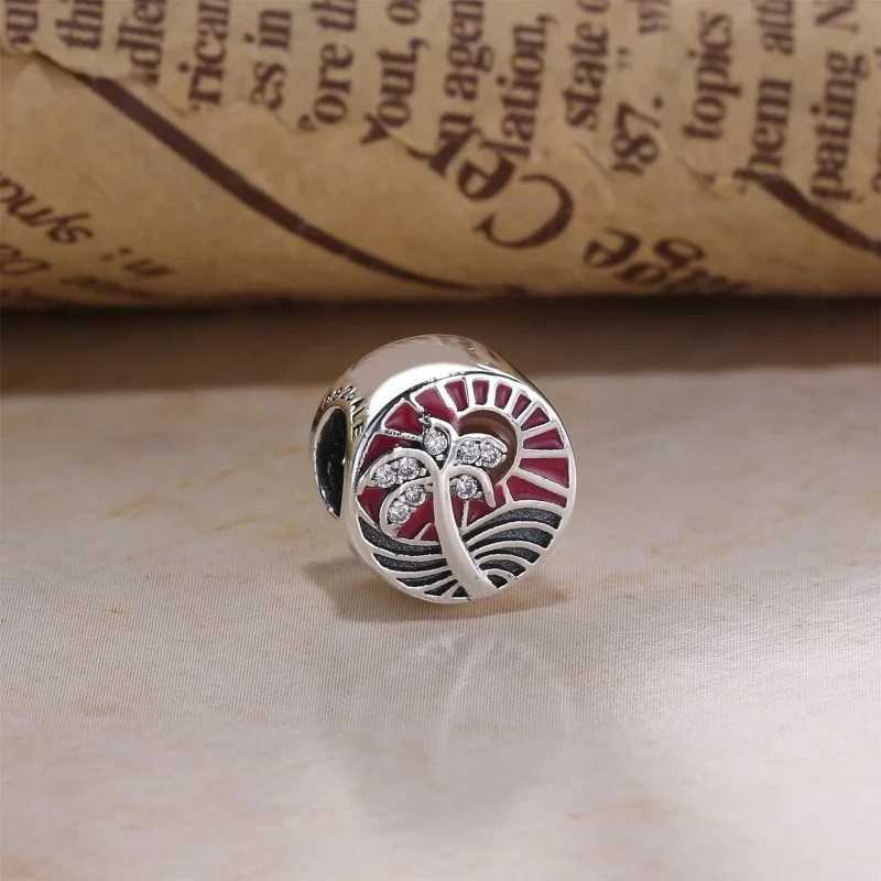 (bilde for) Pandora Sunset sølv sjarm med klar cubic zirconia, oransje og rosa emalje - 7921 - Vis 2