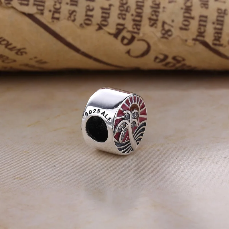 (bilde for) Pandora Sunset sølv sjarm med klar cubic zirconia, oransje og rosa emalje - 7921 - Vis 3