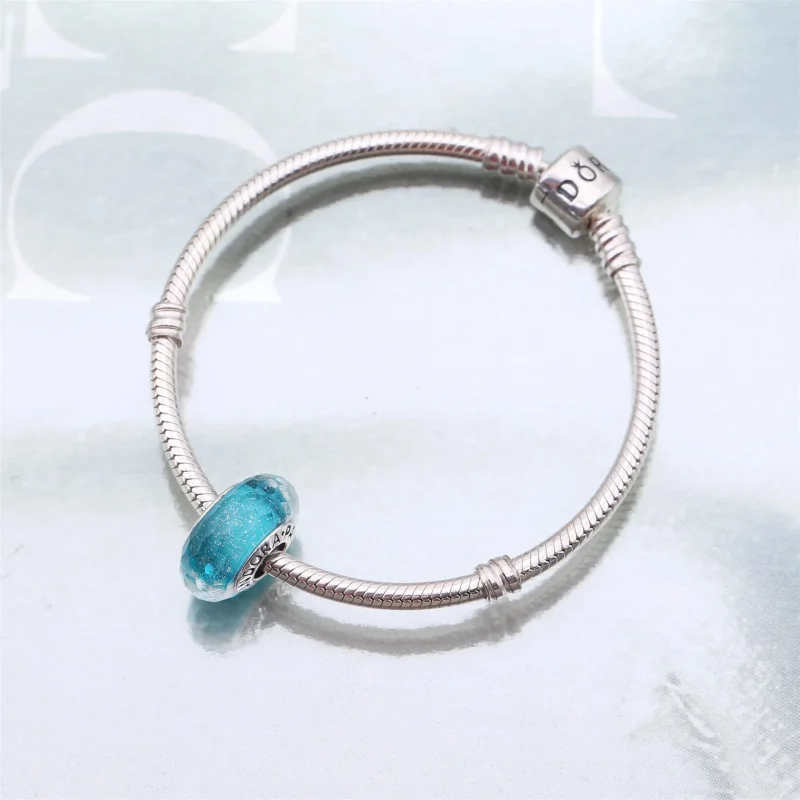(bilde for) Pandora Teal Shimmer Glass Charm - 791655 - Vis 4