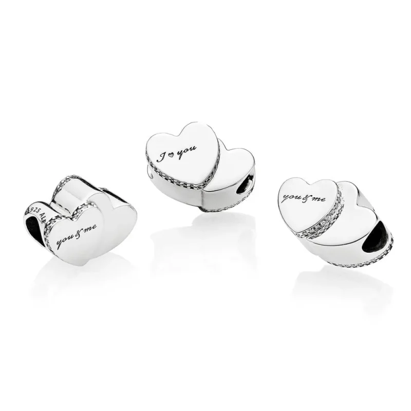 (bilde for) Pandora To hjerter Charm - 796560CZ - Vis 3