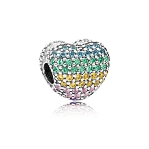 (bilde for) Pave Open My Heart Clip, PANDORA Multicolor CZ - 797221NRPMX
