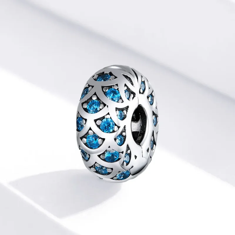 (bilde for) Pandora Style Silver Blue Elegance Clip - SCC1513 - Vis 2