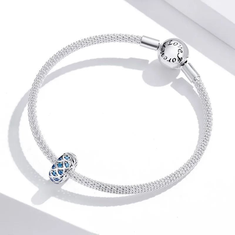 (bilde for) Pandora Style Silver Blue Elegance Clip - SCC1513 - Vis 3