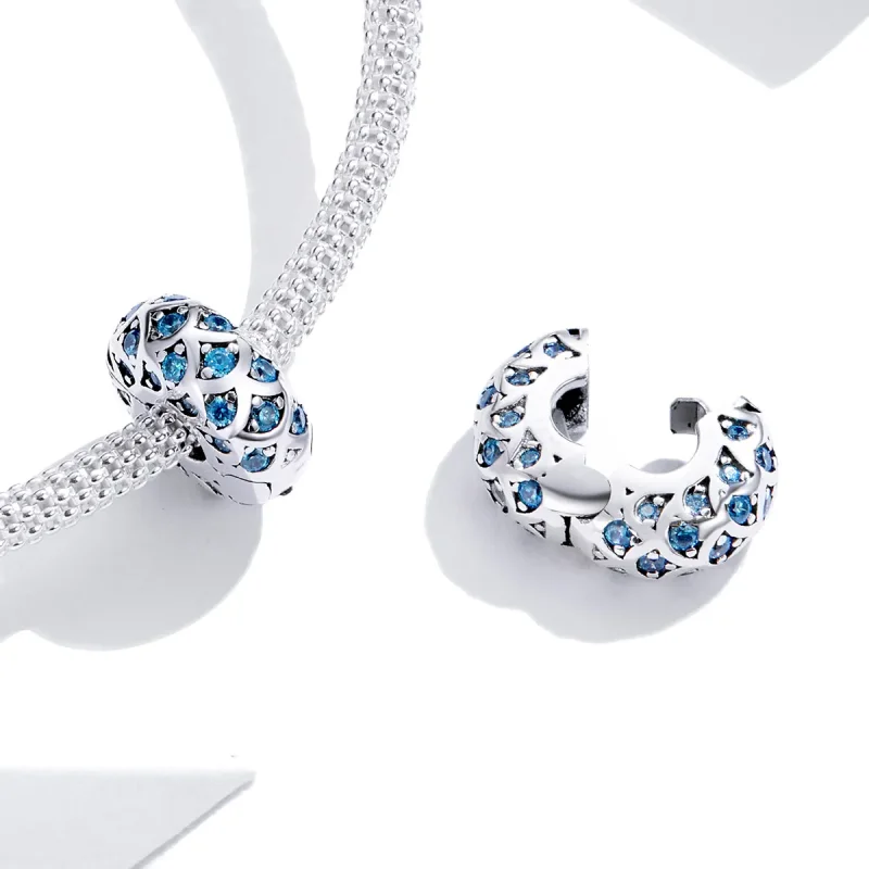 (bilde for) Pandora Style Silver Blue Elegance Clip - SCC1513 - Vis 4