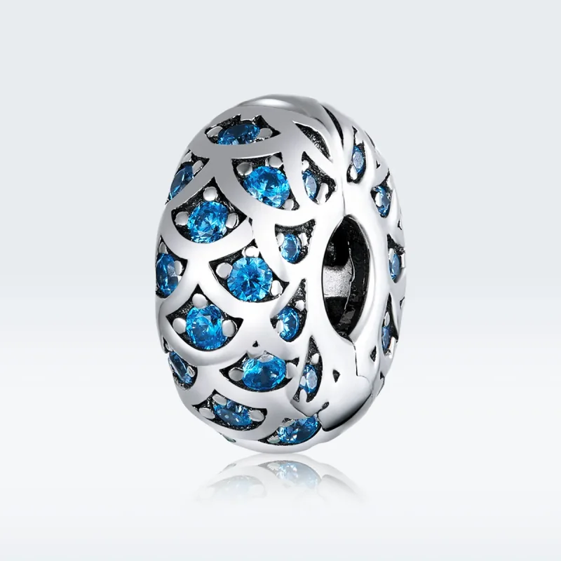 (bilde for) Pandora Style Silver Blue Elegance Clip - SCC1513 - Vis 5