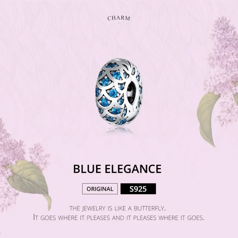 (bilde for) Pandora Style Silver Blue Elegance Clip - SCC1513 - Vis 6