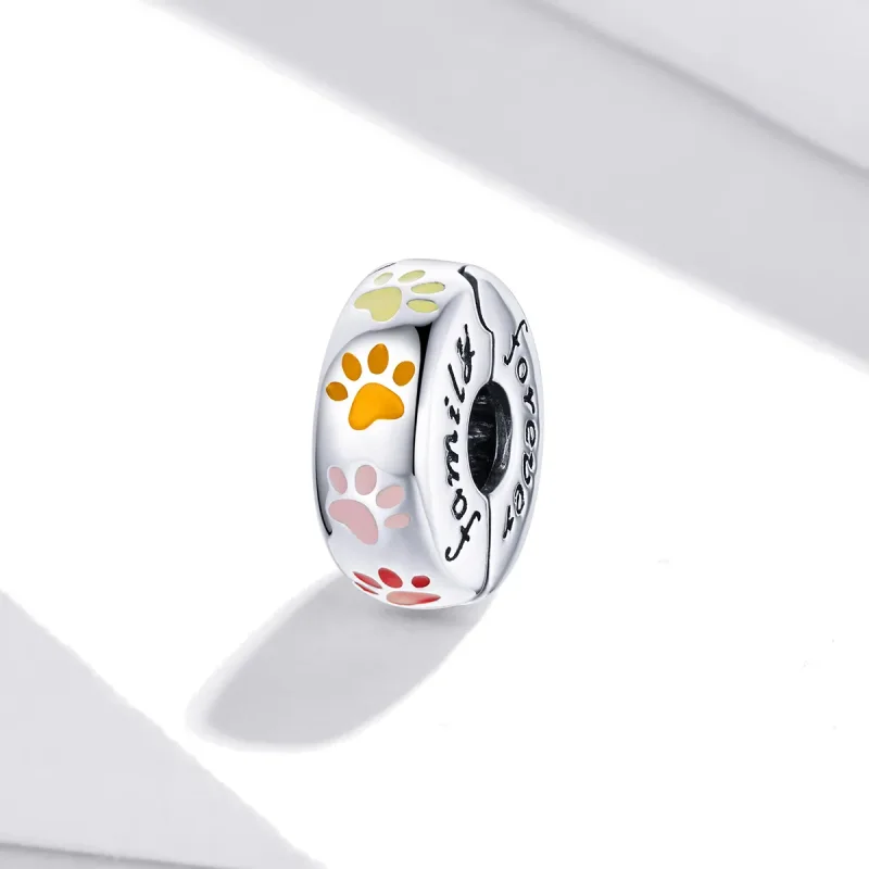 (bilde for) Pandora Style Silver Colorful Claw Prints Clip - SCC1850 - Vis 2
