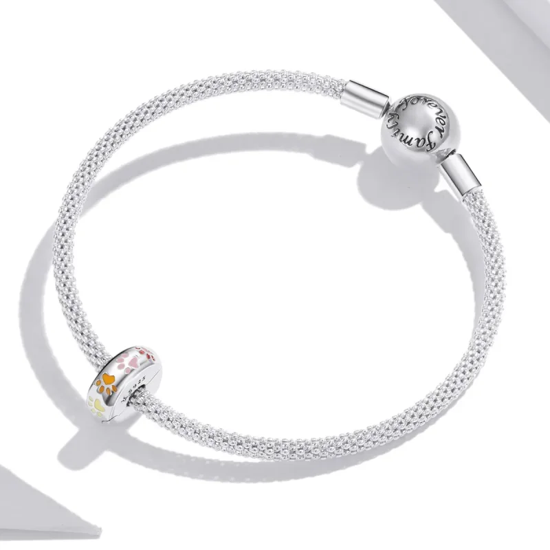 (bilde for) Pandora Style Silver Colorful Claw Prints Clip - SCC1850 - Vis 3