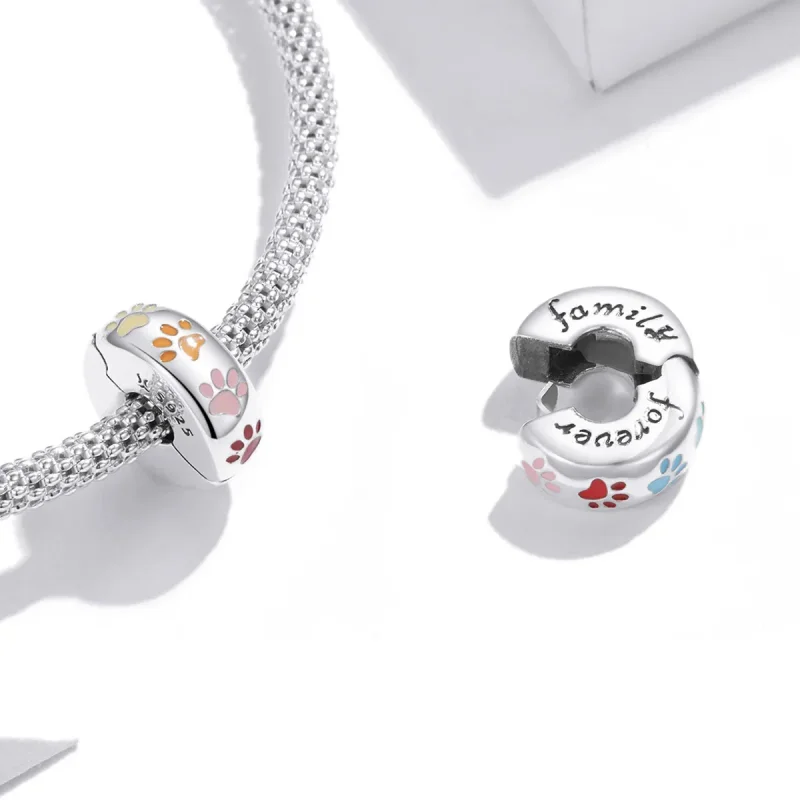 (bilde for) Pandora Style Silver Colorful Claw Prints Clip - SCC1850 - Vis 4