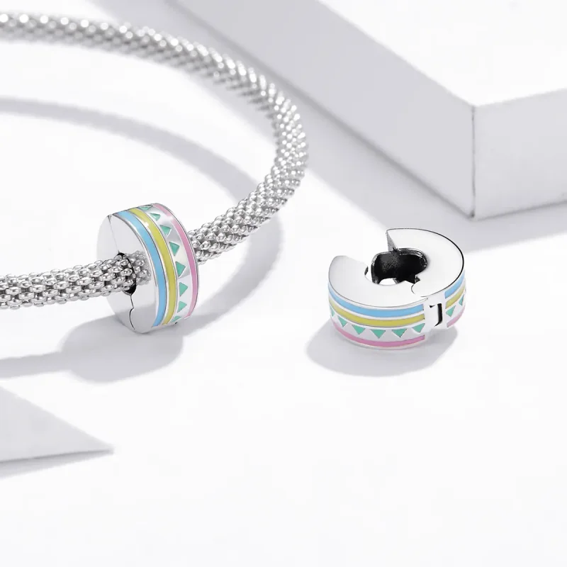 (bilde for) Pandora Style Silver Colorful Clip - SCC1756 - Vis 4