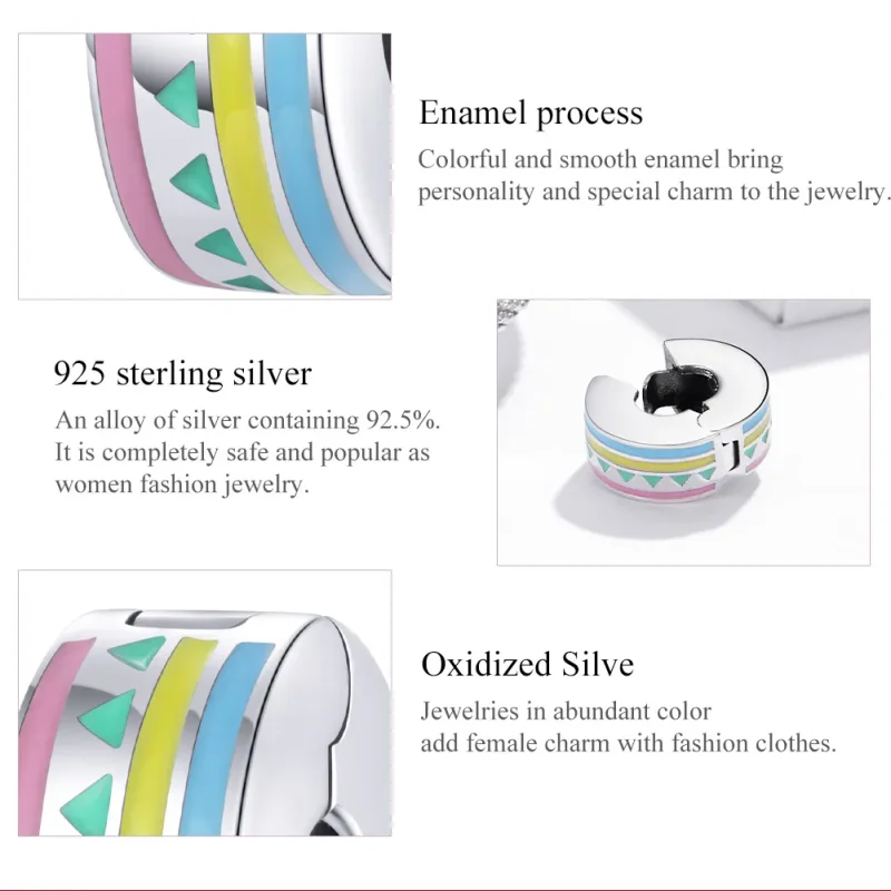(bilde for) Pandora Style Silver Colorful Clip - SCC1756 - Vis 7