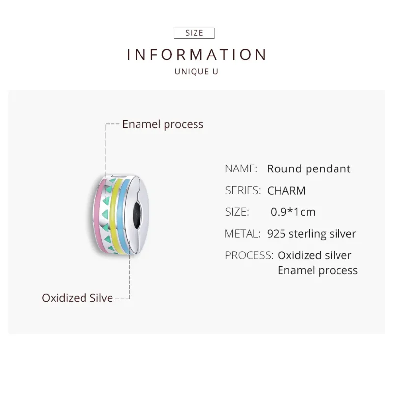 (bilde for) Pandora Style Silver Colorful Clip - SCC1756 - Vis 8
