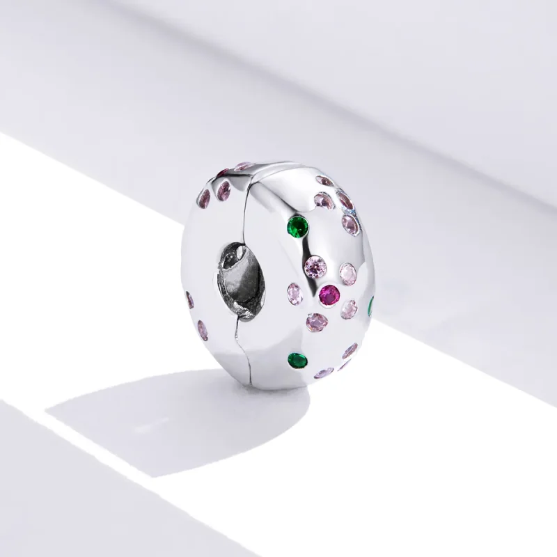 (bilde for) Pandora Style Silver Contracted Flowers Clip - BSC245 - Vis 3