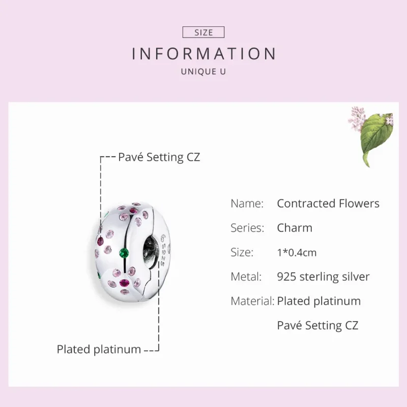 (bilde for) Pandora Style Silver Contracted Flowers Clip - BSC245 - Vis 7