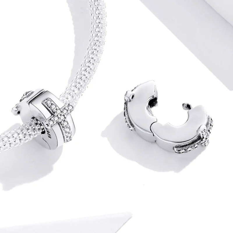(bilde for) Pandora Style Silver Cross Clip - SCC1497 - Vis 4