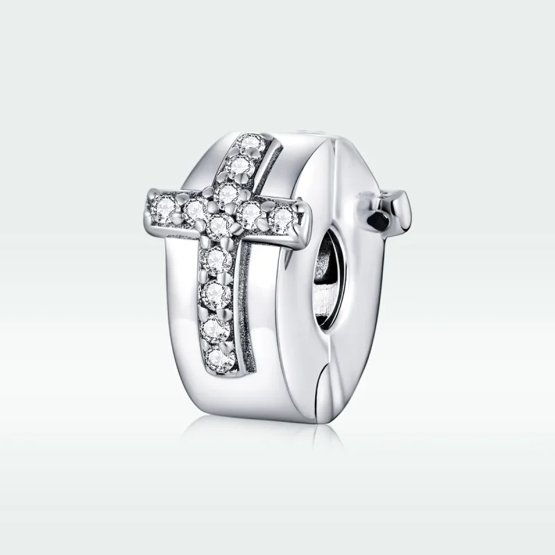 (bilde for) Pandora Style Silver Cross Clip - SCC1497 - Vis 5