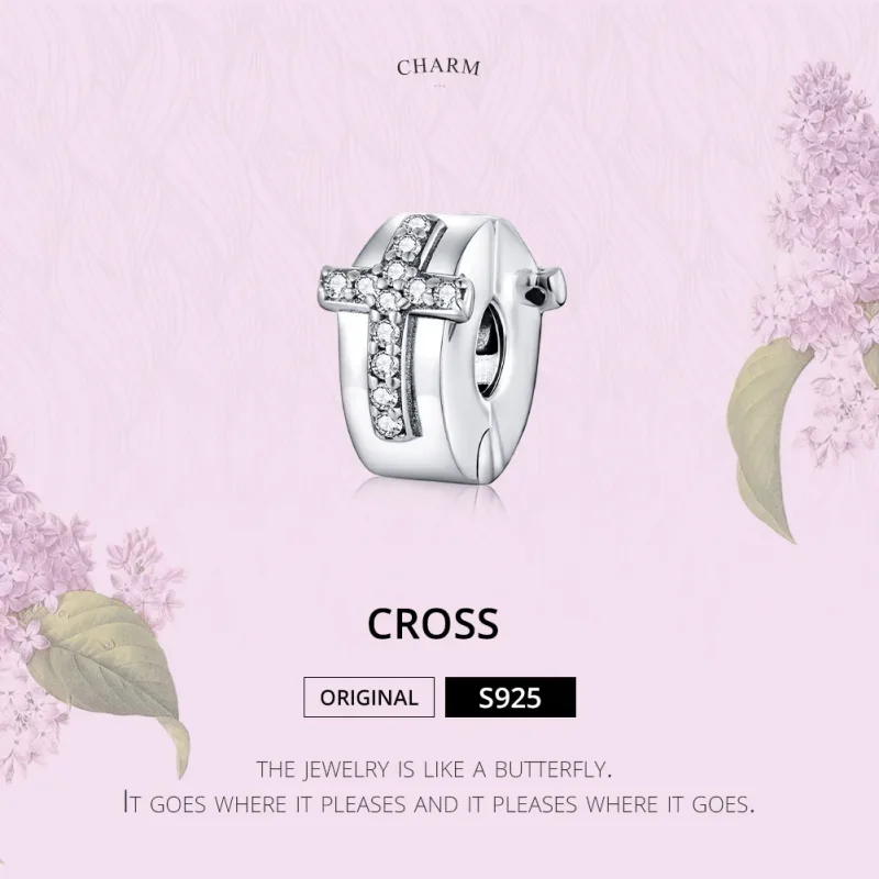 (bilde for) Pandora Style Silver Cross Clip - SCC1497 - Vis 6