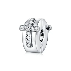 (bilde for) Pandora Style Silver Cross Clip - SCC1497