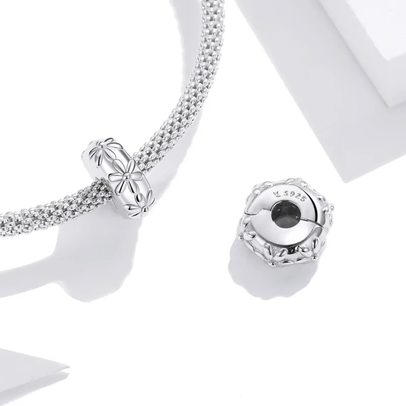 (bilde for) Pandora Style Silver Daisy Clip - SCC1795 - Vis 4