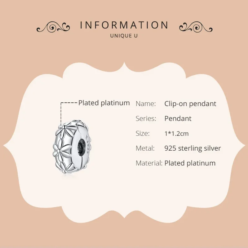 (bilde for) Pandora Style Silver Daisy Clip - SCC1795 - Vis 6