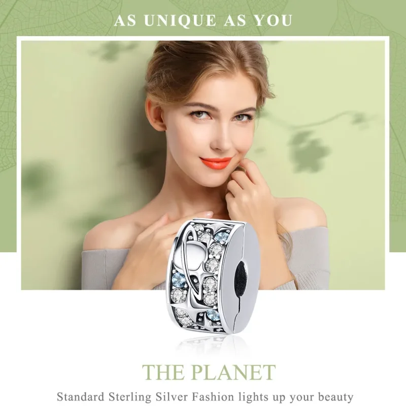 (bilde for) Pandora Style Silver Planet Clip - SCC985 - Vis 6