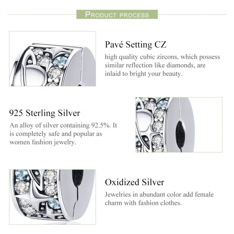 (bilde for) Pandora Style Silver Planet Clip - SCC985 - Vis 7
