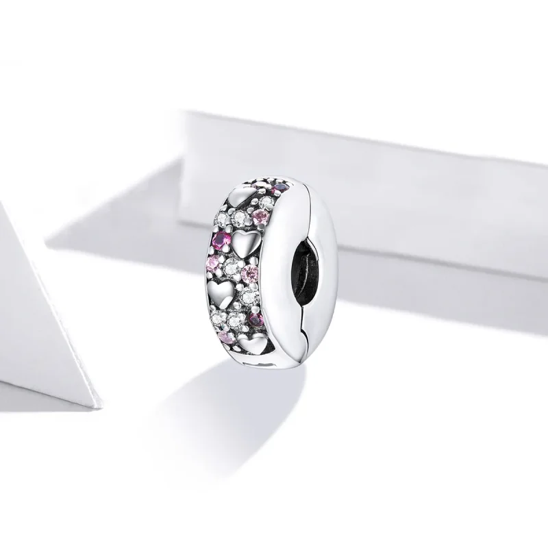 (bilde for) Pandora Style Silver Shining Love Clip - SCC1745 - Vis 2