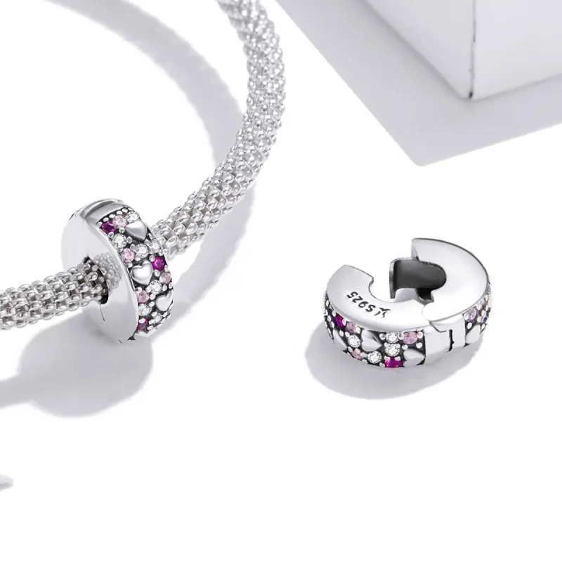 (bilde for) Pandora Style Silver Shining Love Clip - SCC1745 - Vis 4