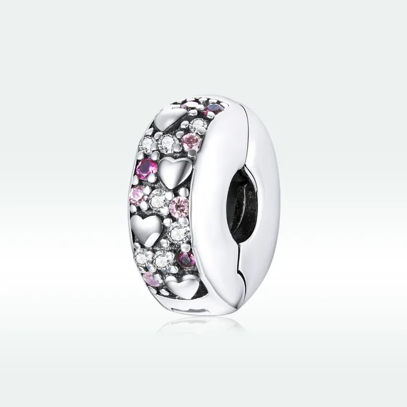 (bilde for) Pandora Style Silver Shining Love Clip - SCC1745 - Vis 5