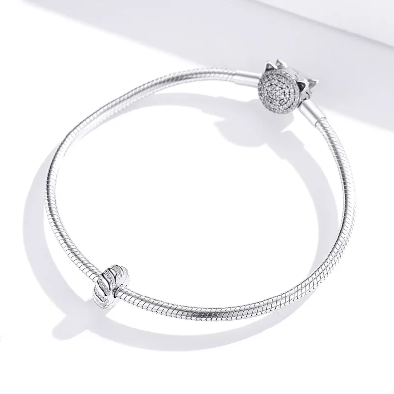 (bilde for) Pandora Style Silver Simple Texture Clip - BSC278 - Vis 3