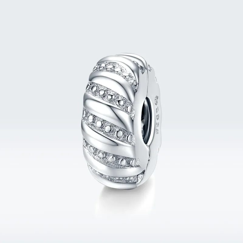 (bilde for) Pandora Style Silver Simple Texture Clip - BSC278 - Vis 5