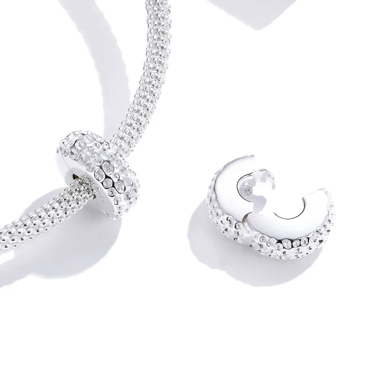 (bilde for) Pandora Style Silver Texture Clip - SCC1490 - Vis 2