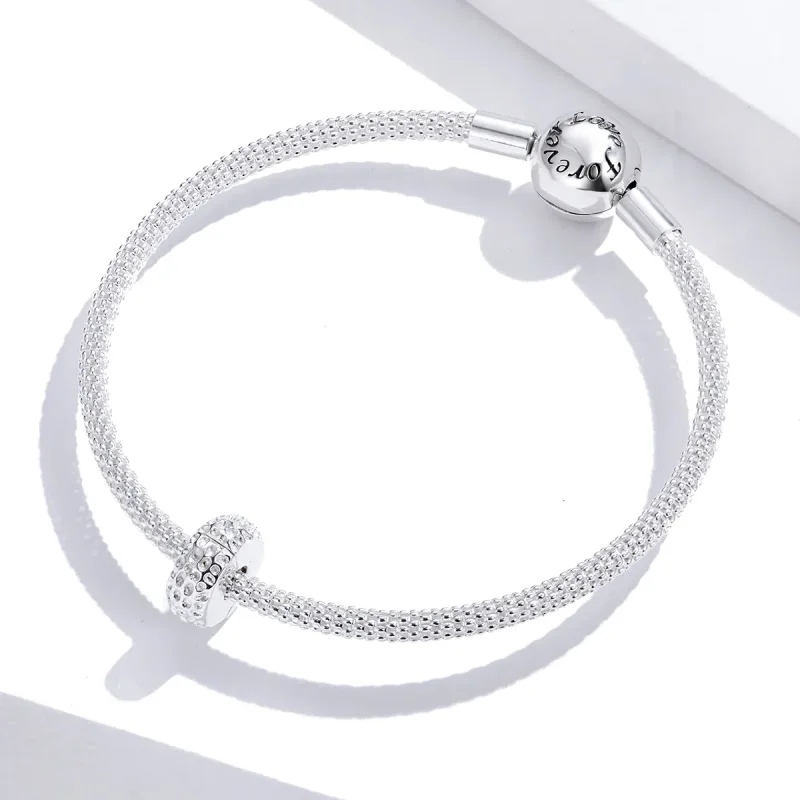 (bilde for) Pandora Style Silver Texture Clip - SCC1490 - Vis 4
