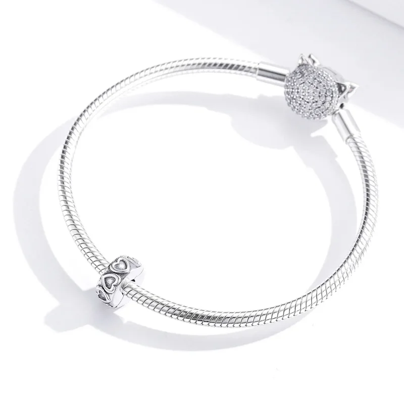 (bilde for) Pandora Style Silver Vintage Relief Clip - SCC1557 - Vis 3