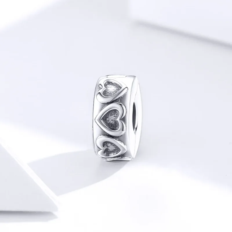 (bilde for) Pandora Style Silver Vintage Relief Clip - SCC1557 - Vis 4