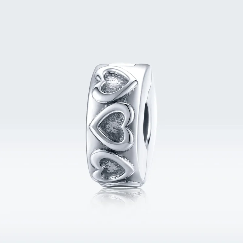 (bilde for) Pandora Style Silver Vintage Relief Clip - SCC1557 - Vis 5