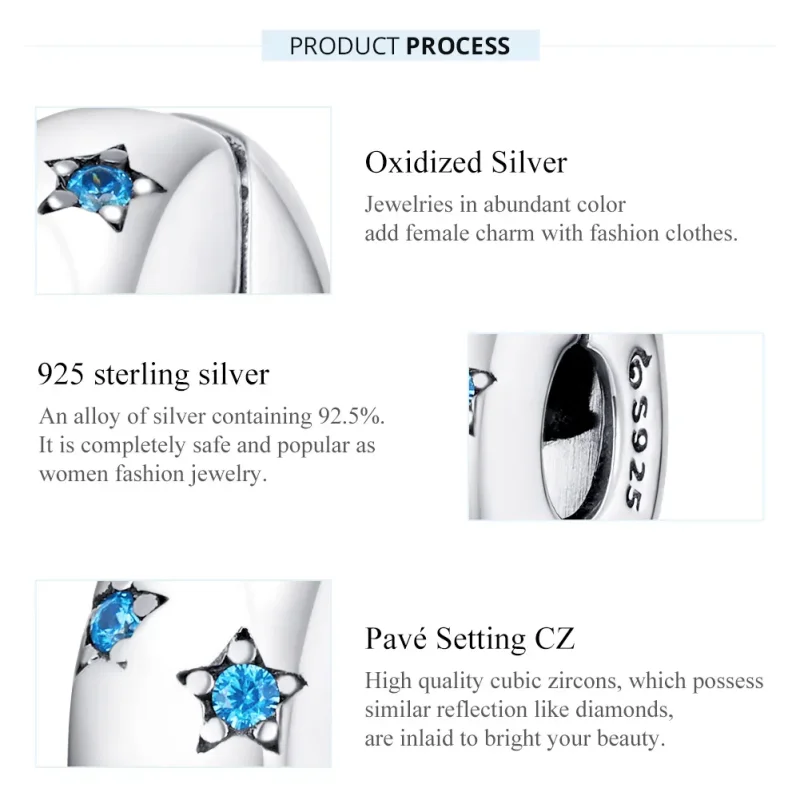 (bilde for) Pandora Style Silver Waves In The Sun Clip - BSC253 - Vis 7