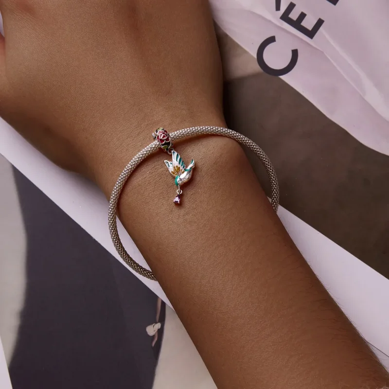(bilde for) Pandora-stil blomster og fugler dingler - SCC2195 - Vis 5