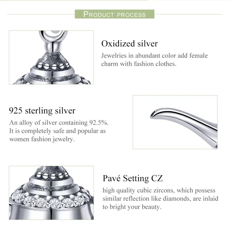 (bilde for) Pandora-stil sølv Aladdins lampe dingler - SCC703 - Vis 7