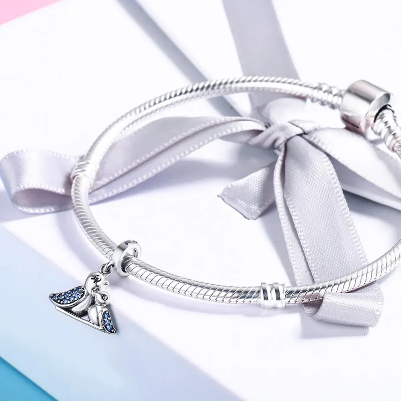 (bilde for) Pandora-stil sølv babyfugl med mor dingler - SCC426 - Vis 4